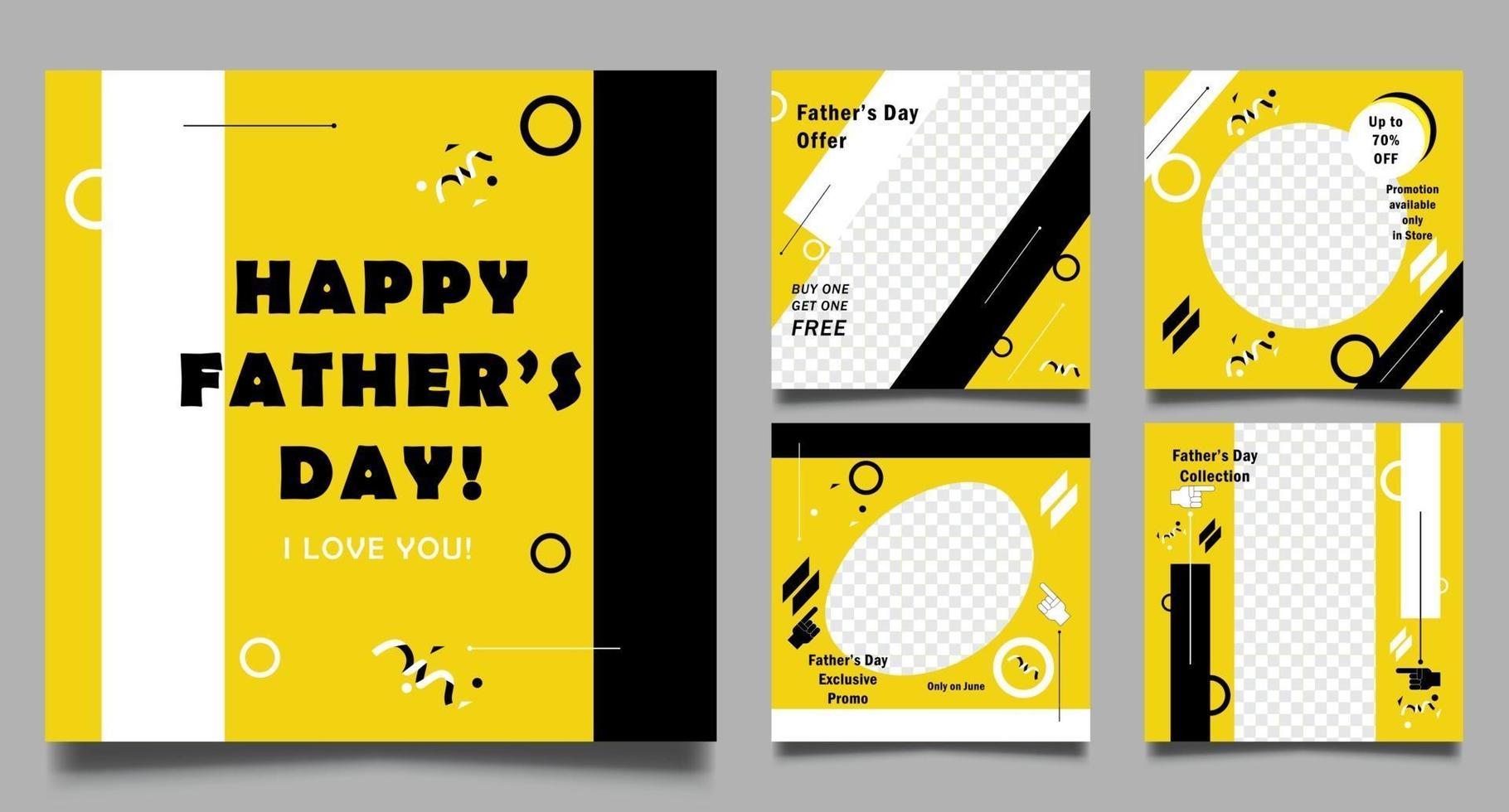 Father's day, vector illustration of sale promotion templates set