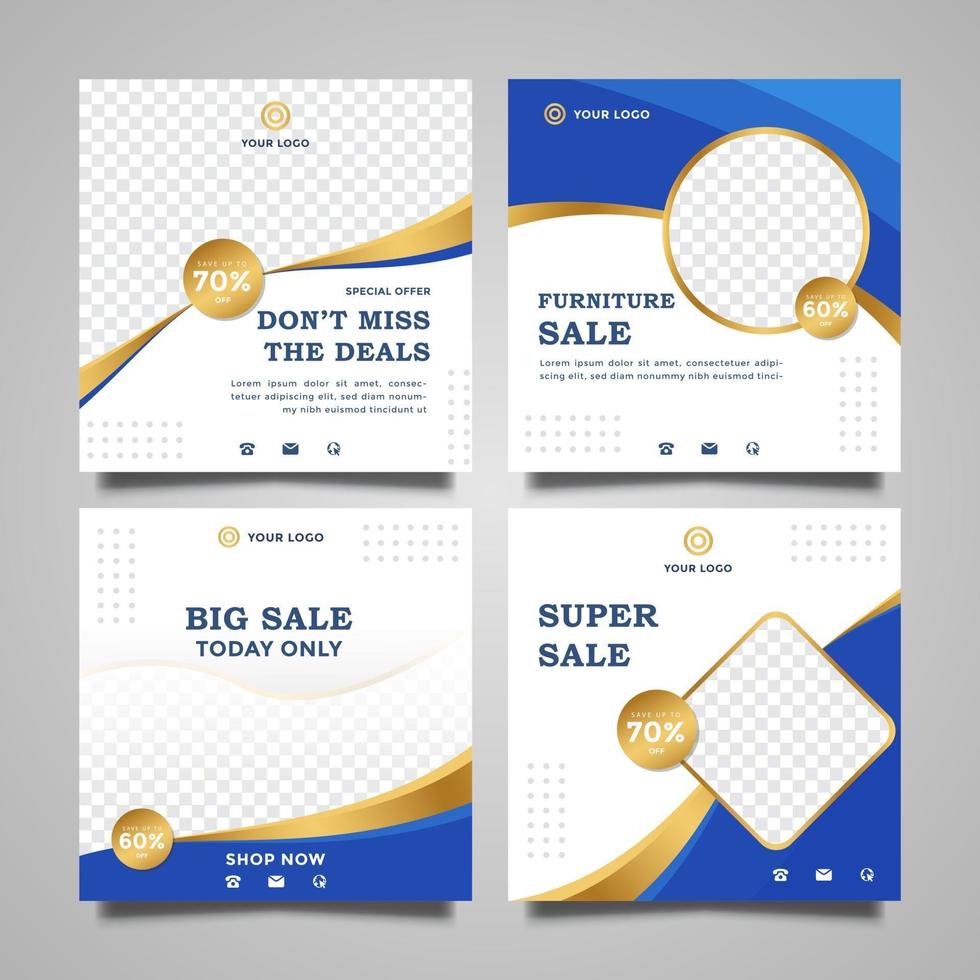 Furniture sale for social media post templates set vector