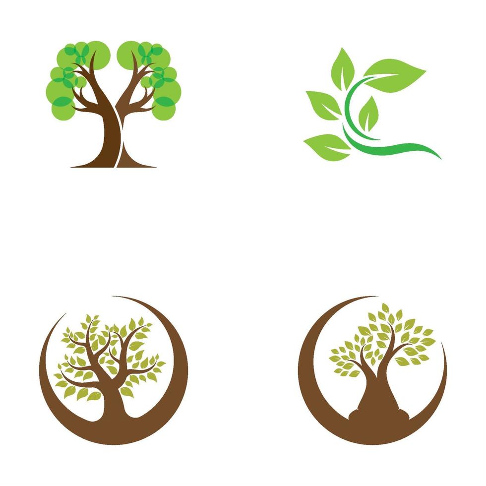 conjunto de diseño de imágenes de logotipo de árbol vector