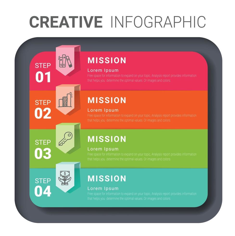 Abstract infographics number options template with steps, with 4 label. Can be used for workflow layout, diagram, business step options, banner, web design. Vector eps 10.