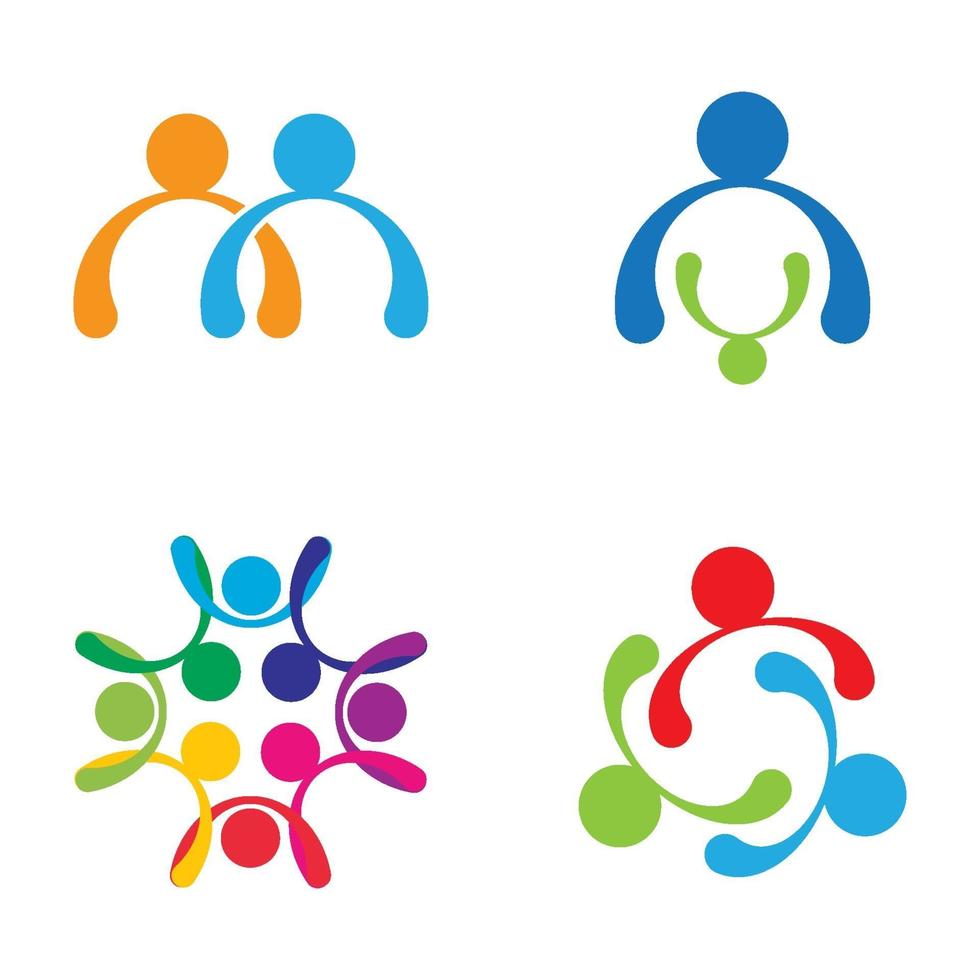 conjunto de diseño de imágenes de logotipo de atención comunitaria vector