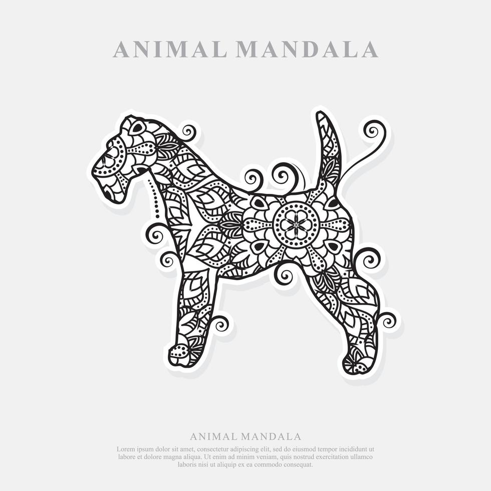Dog Mandala. Vintage decorative elements. Oriental pattern, vector illustration.