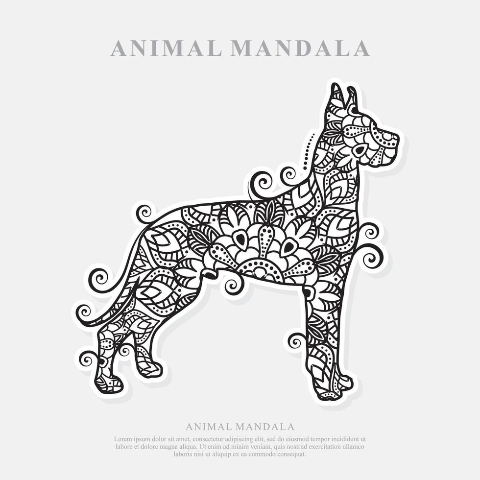 Dog Mandala. Vintage decorative elements. Oriental pattern, vector illustration.