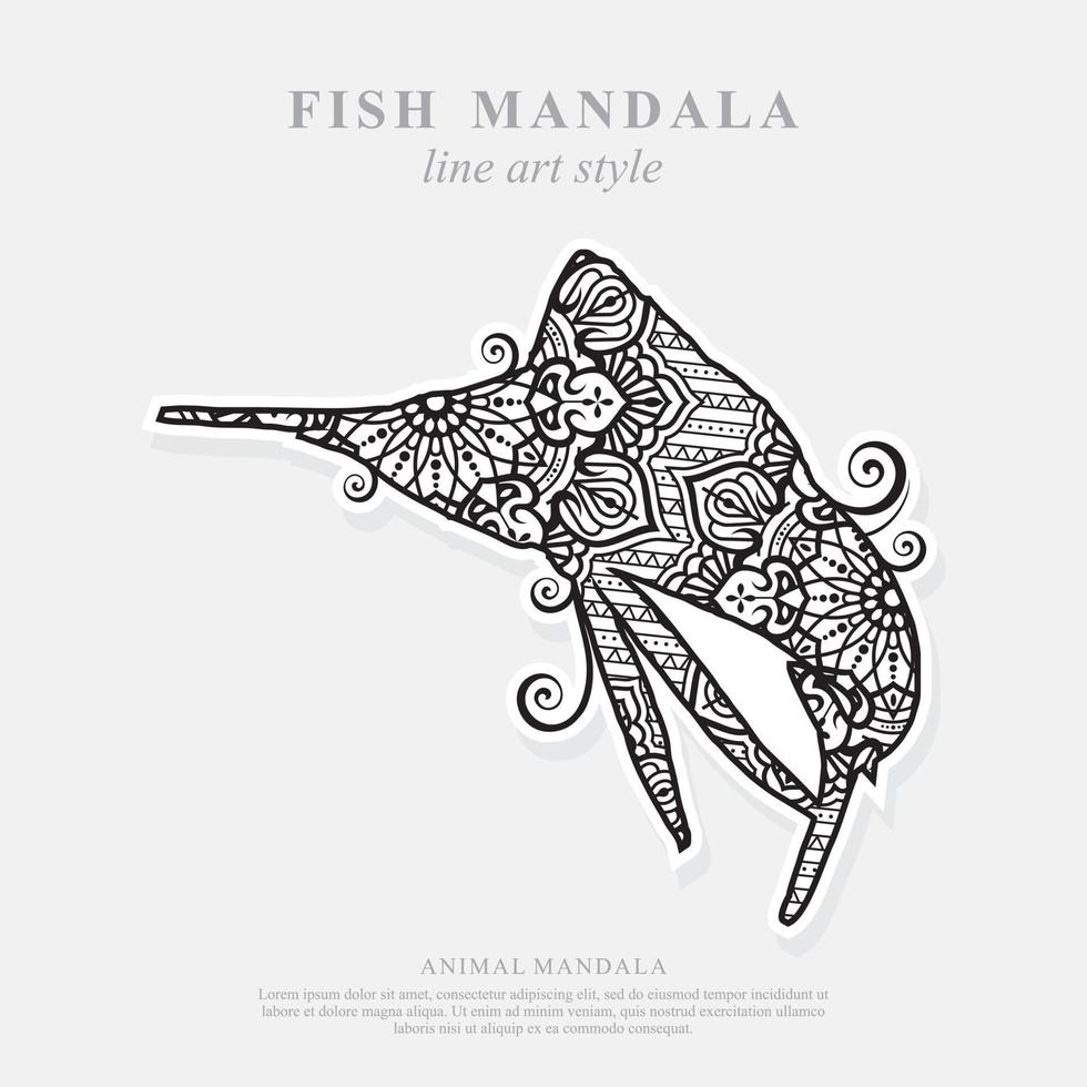 mandala de pescado. elementos decorativos vintage. patrón oriental, ilustración vectorial. vector