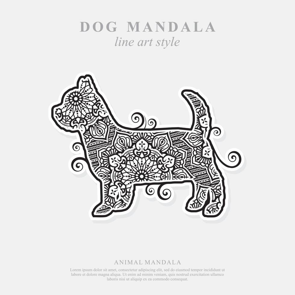 mandala de perro. elementos decorativos vintage. patrón oriental, ilustración vectorial. vector