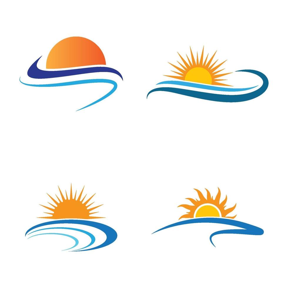 Sunset beach logo images set vector