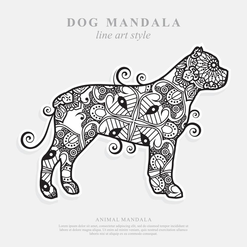 Dog Mandala. Vintage decorative elements. Oriental pattern, vector illustration.