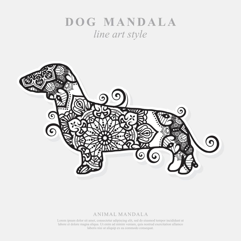 Dog Mandala. Vintage decorative elements. Oriental pattern, vector illustration.