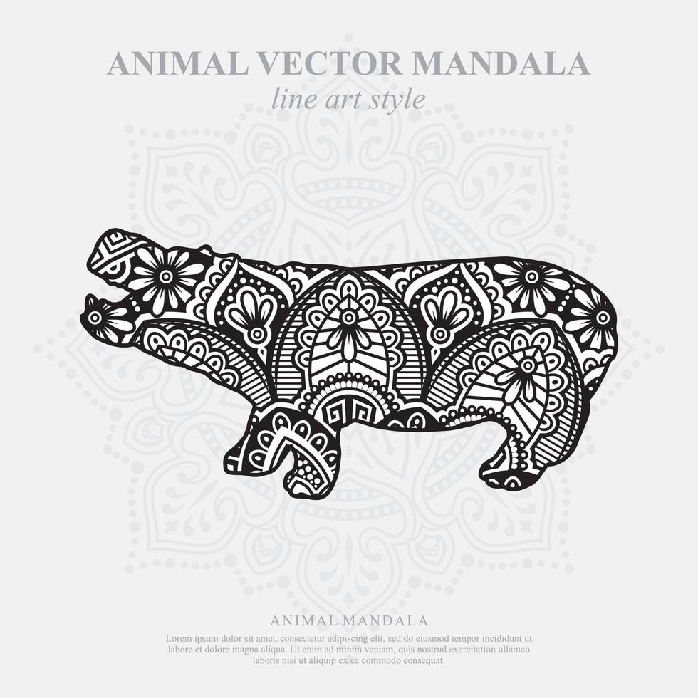 Hippo Mandala. Vintage decorative elements. Oriental pattern, vector illustration.