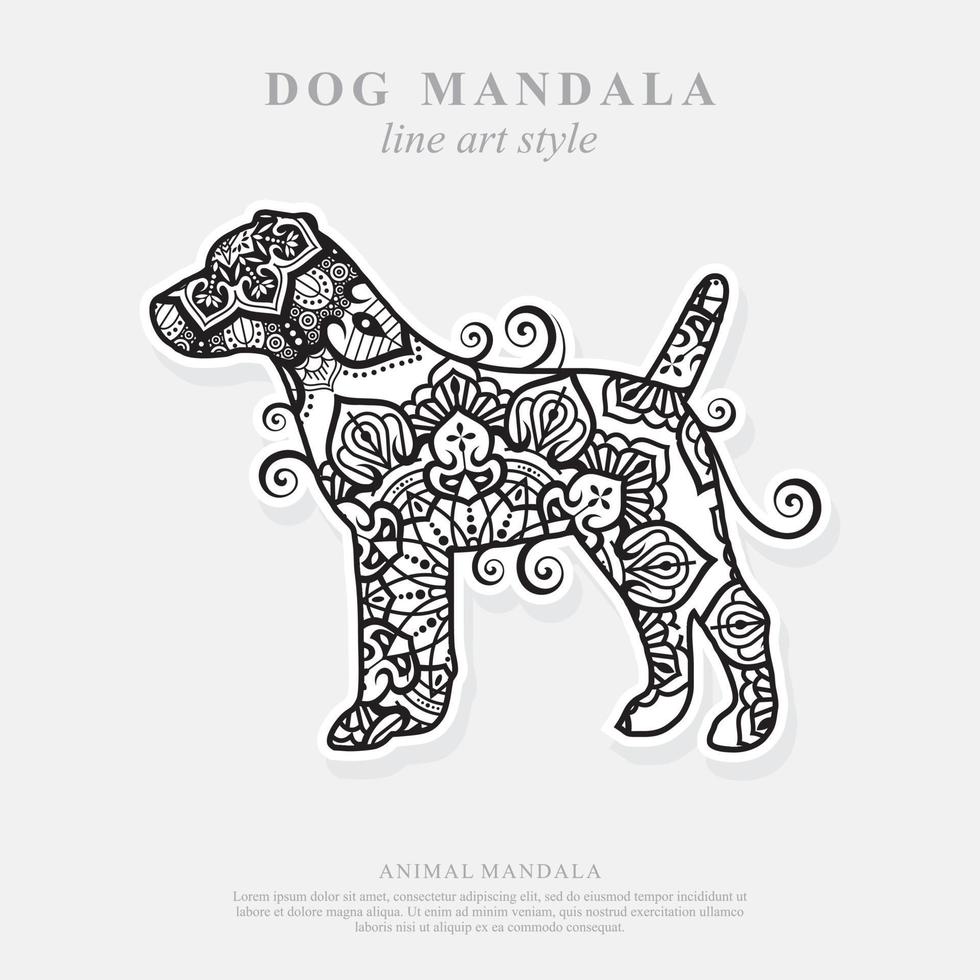 Dog Mandala. Vintage decorative elements. Oriental pattern, vector illustration.