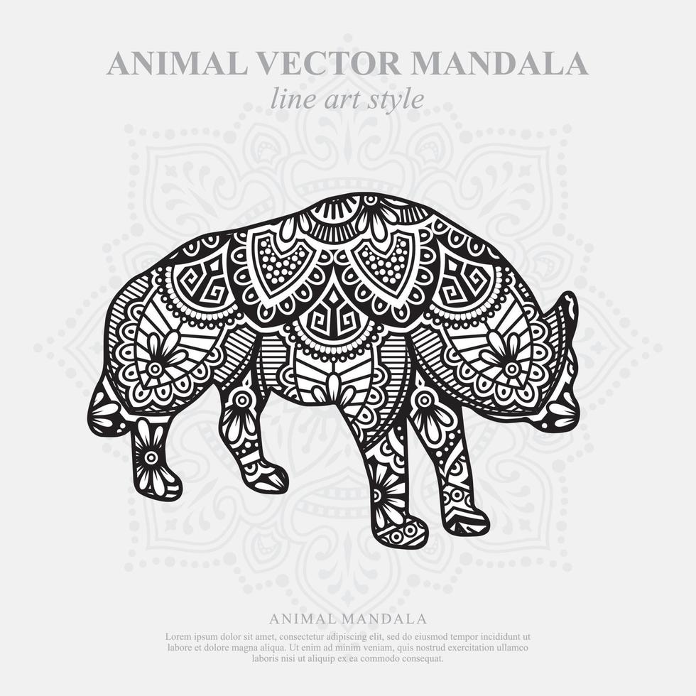 Wolf Mandala. Vintage decorative elements. Oriental pattern, vector illustration.