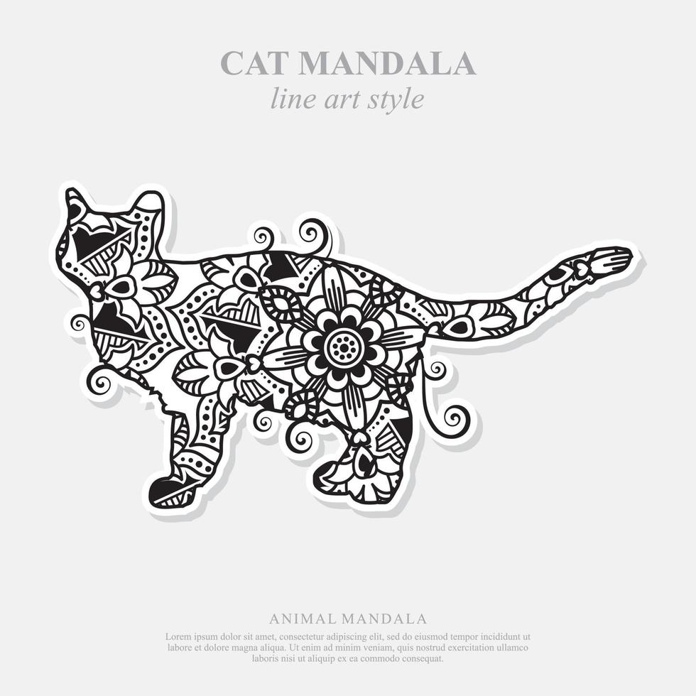 mandala de gato. elementos decorativos vintage. patrón oriental, ilustración vectorial. vector