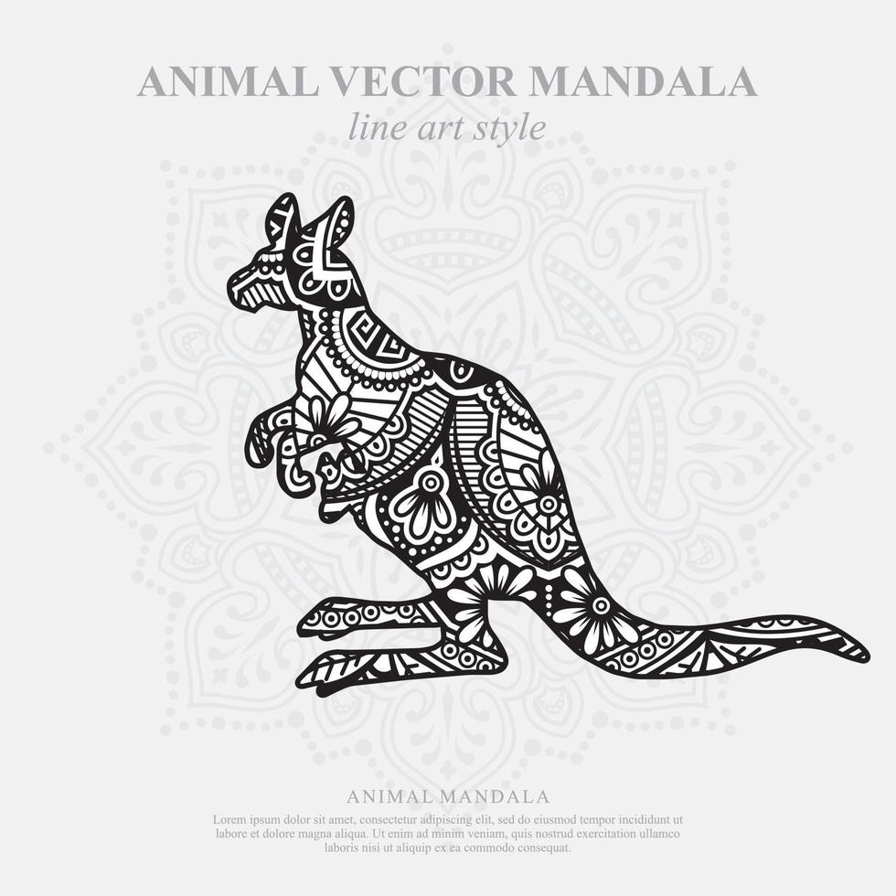 Kangaroo Mandala. Vintage decorative elements. Oriental pattern, vector illustration.