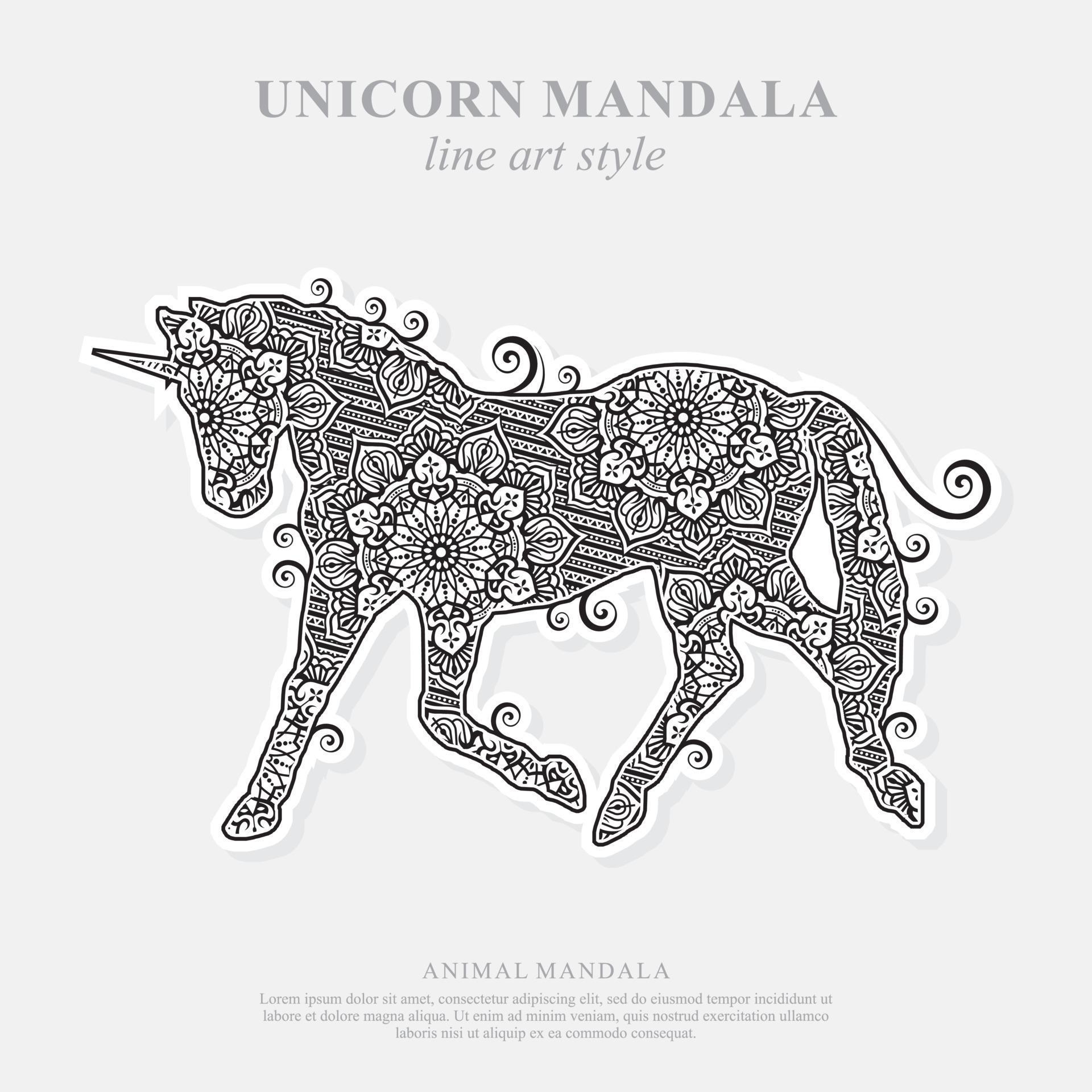 Download Unicorn Mandala. Vintage decorative elements. Oriental ...