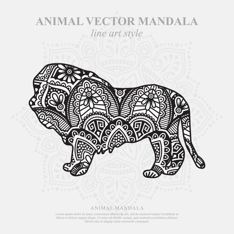 Lion Mandala. Vintage decorative elements. Oriental pattern, vector illustration.