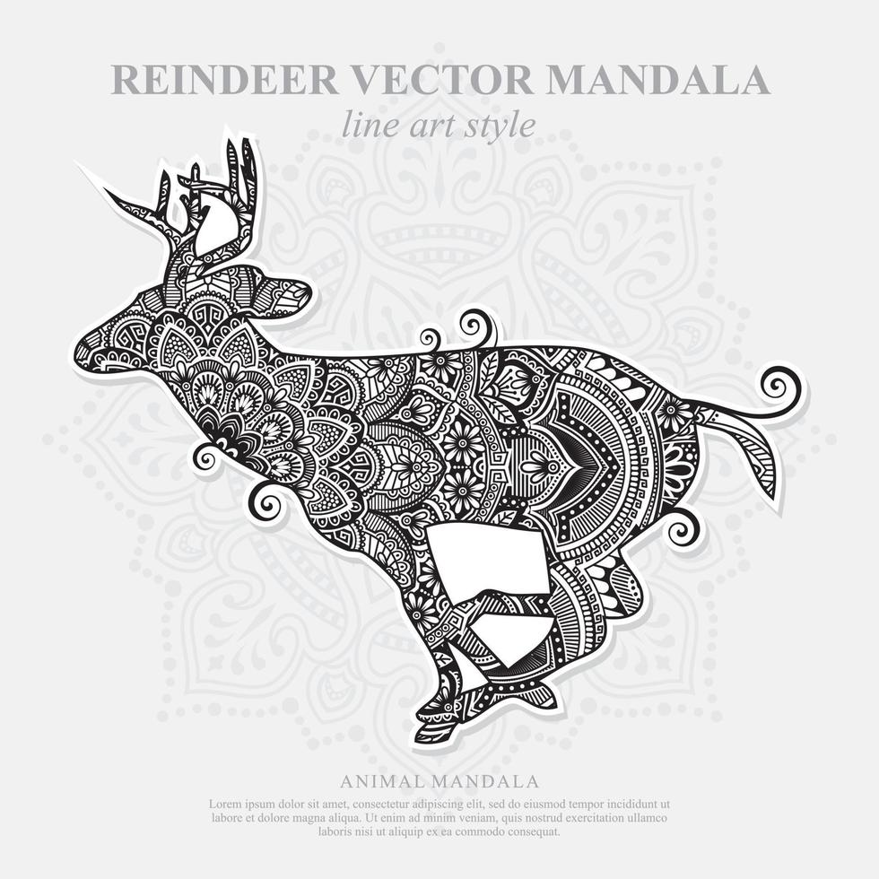 Deer Mandala. Vintage decorative elements. Oriental pattern, vector illustration.