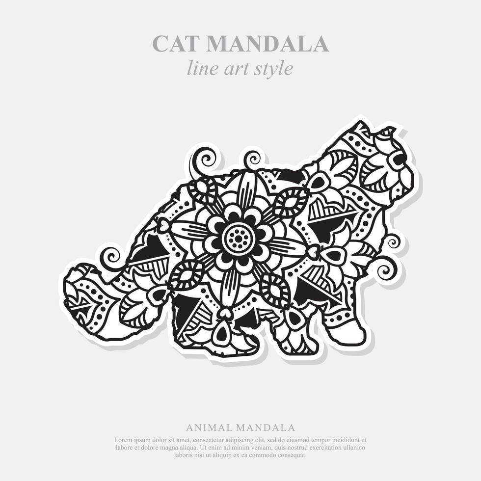 mandala de gato. elementos decorativos vintage. patrón oriental, ilustración vectorial. vector