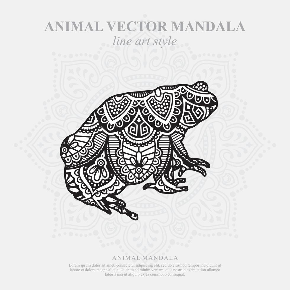 Frog Mandala. Vintage decorative elements. Oriental pattern, vector illustration.