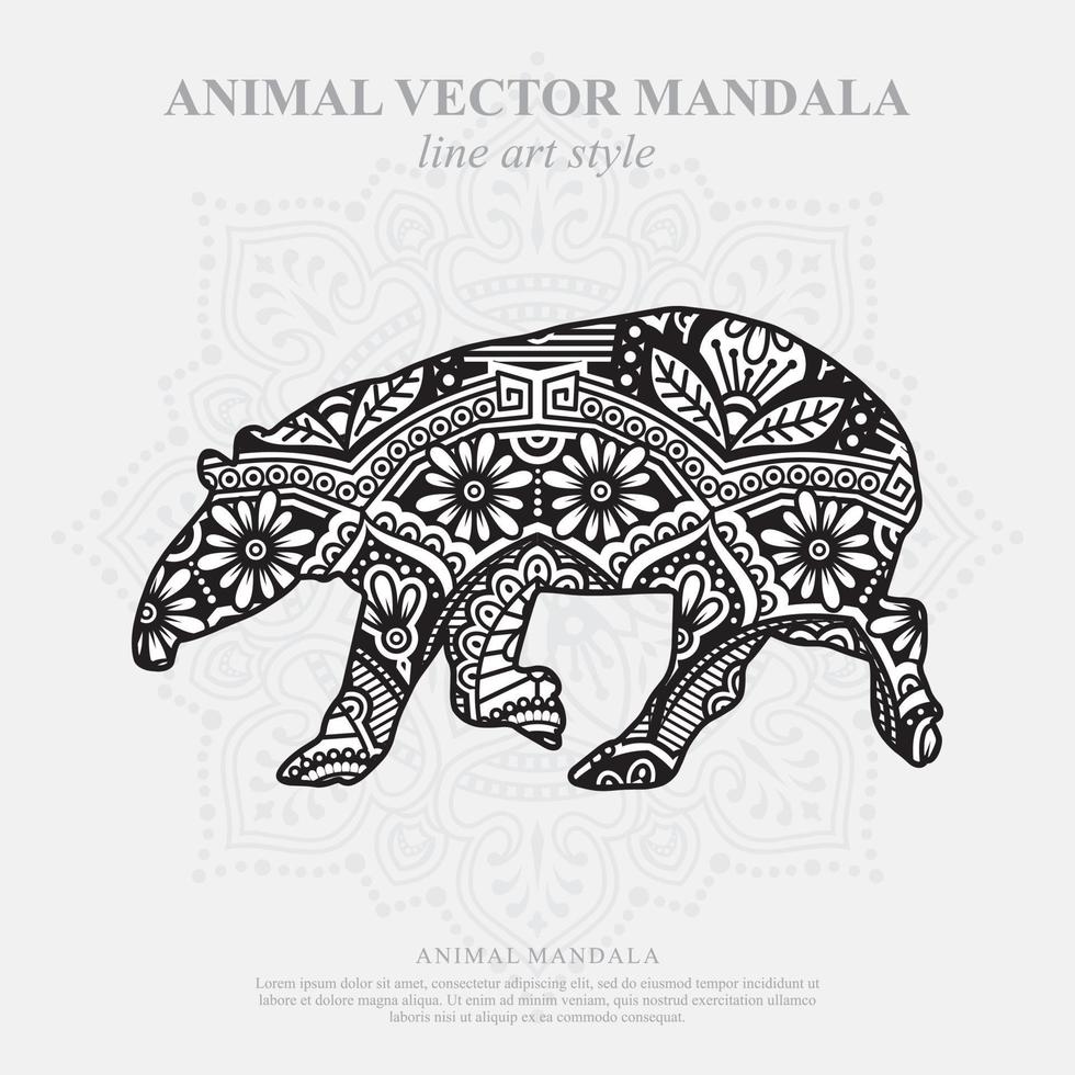 Anteater Mandala. Vintage decorative elements. Oriental pattern, vector illustration.