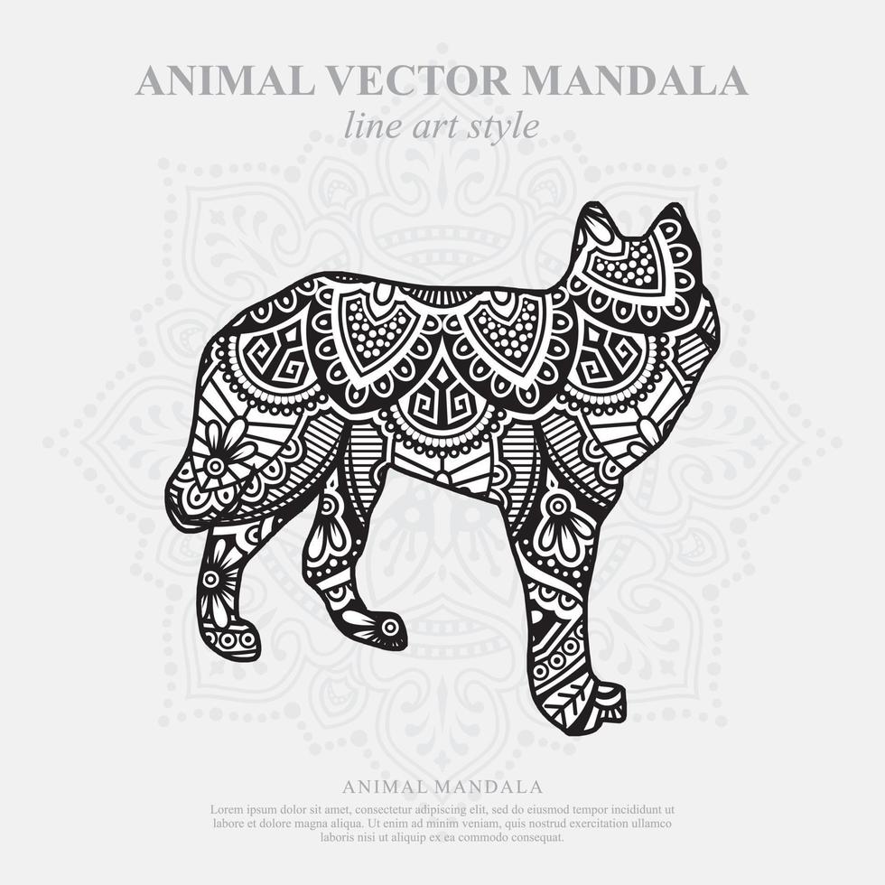Wolf Mandala. Vintage decorative elements. Oriental pattern, vector illustration.