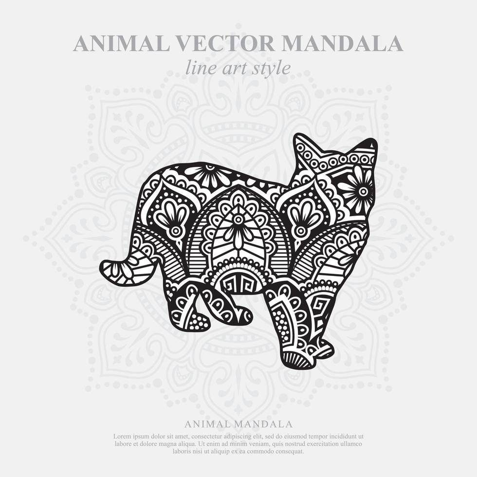 mandala de gato. elementos decorativos vintage. patrón oriental, ilustración vectorial. vector