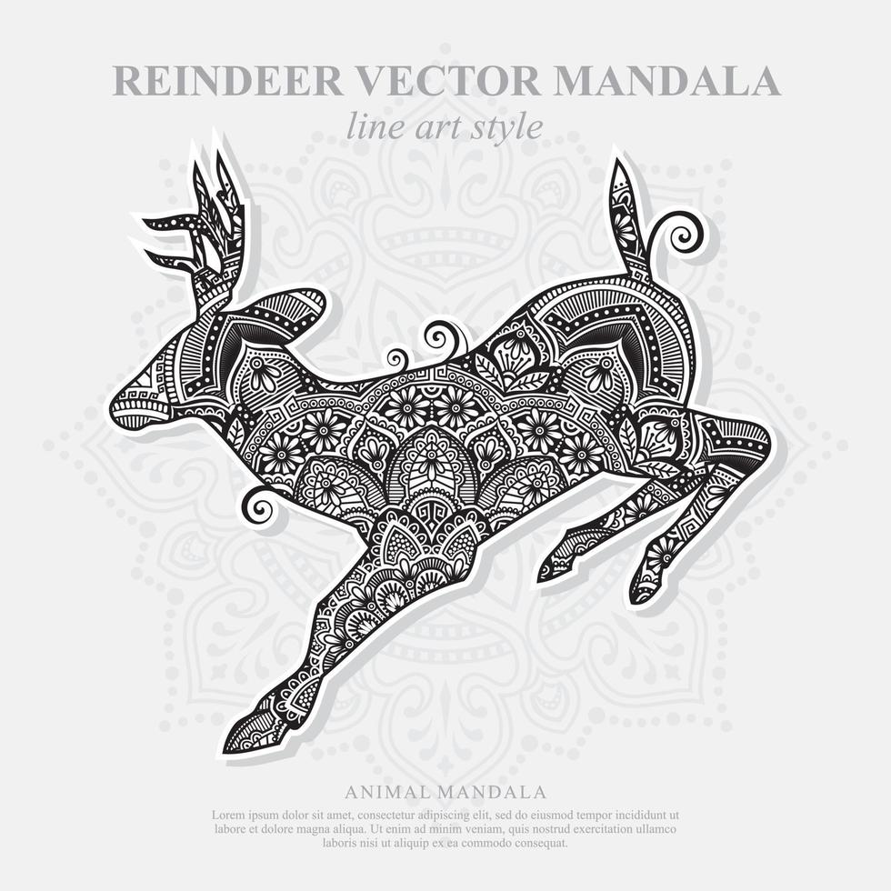 Deer Mandala. Vintage decorative elements. Oriental pattern, vector illustration.