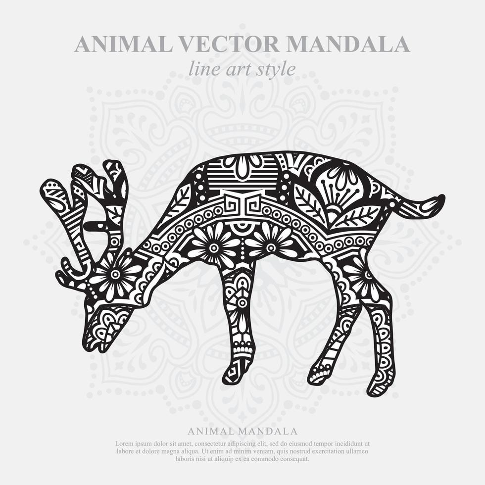 Reindeer Mandala. Vintage decorative elements. Oriental pattern, vector illustration.