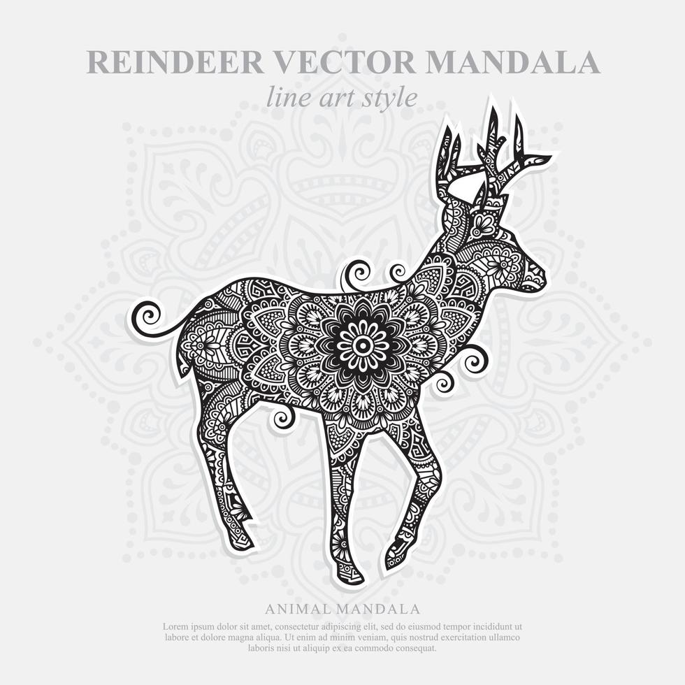 mandala de ciervo. elementos decorativos vintage. patrón oriental, ilustración vectorial. vector