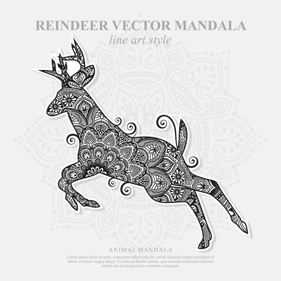 Deer Mandala. Vintage decorative elements. Oriental pattern, vector illustration.