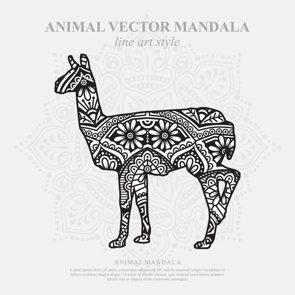 Llama Mandala. Vintage decorative elements. Oriental pattern, vector illustration.