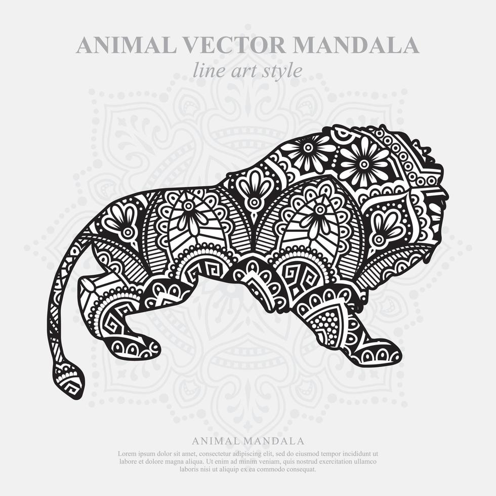 mandala de león. elementos decorativos vintage. patrón oriental, ilustración vectorial. vector