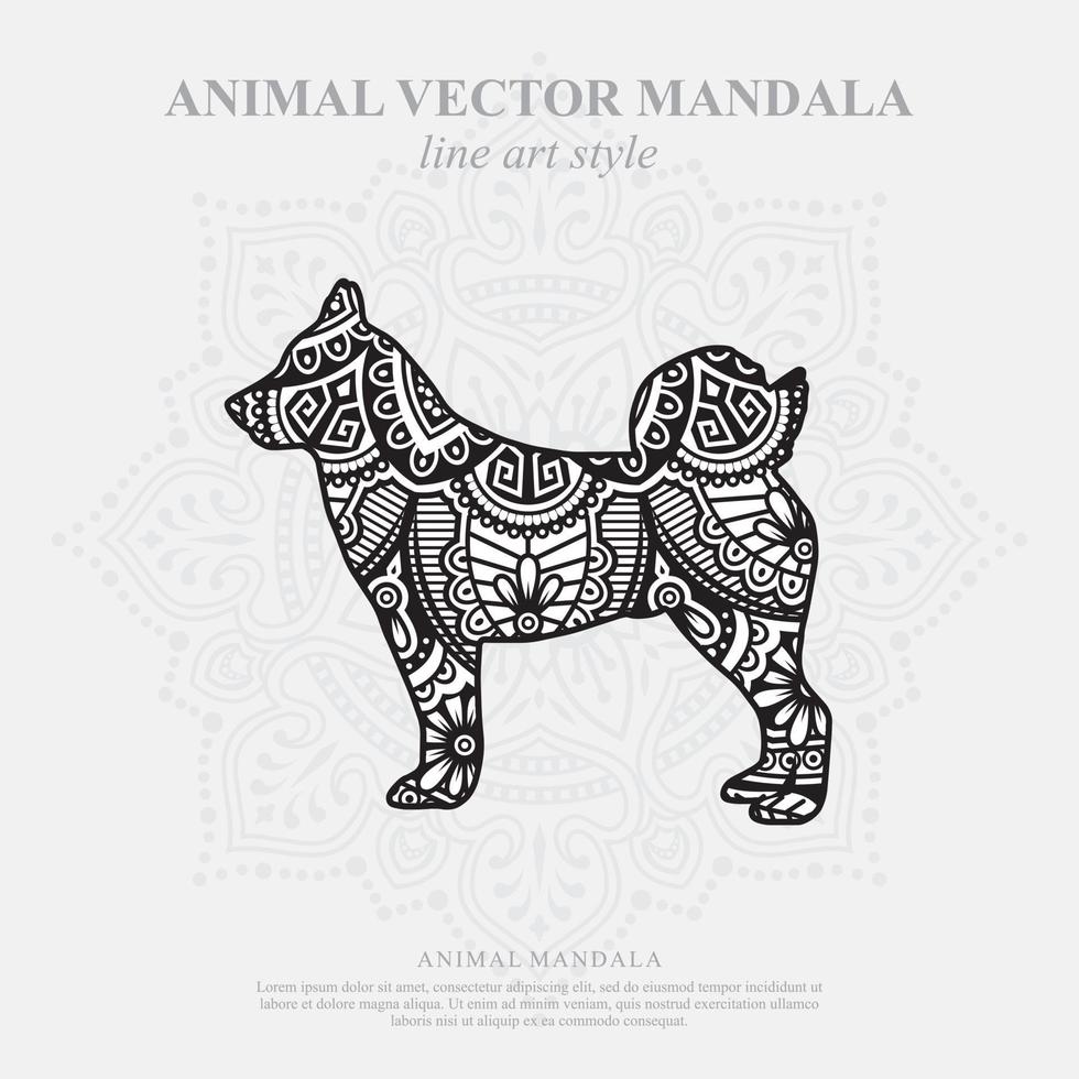 Dog Mandala. Vintage decorative elements. Oriental pattern, vector illustration.