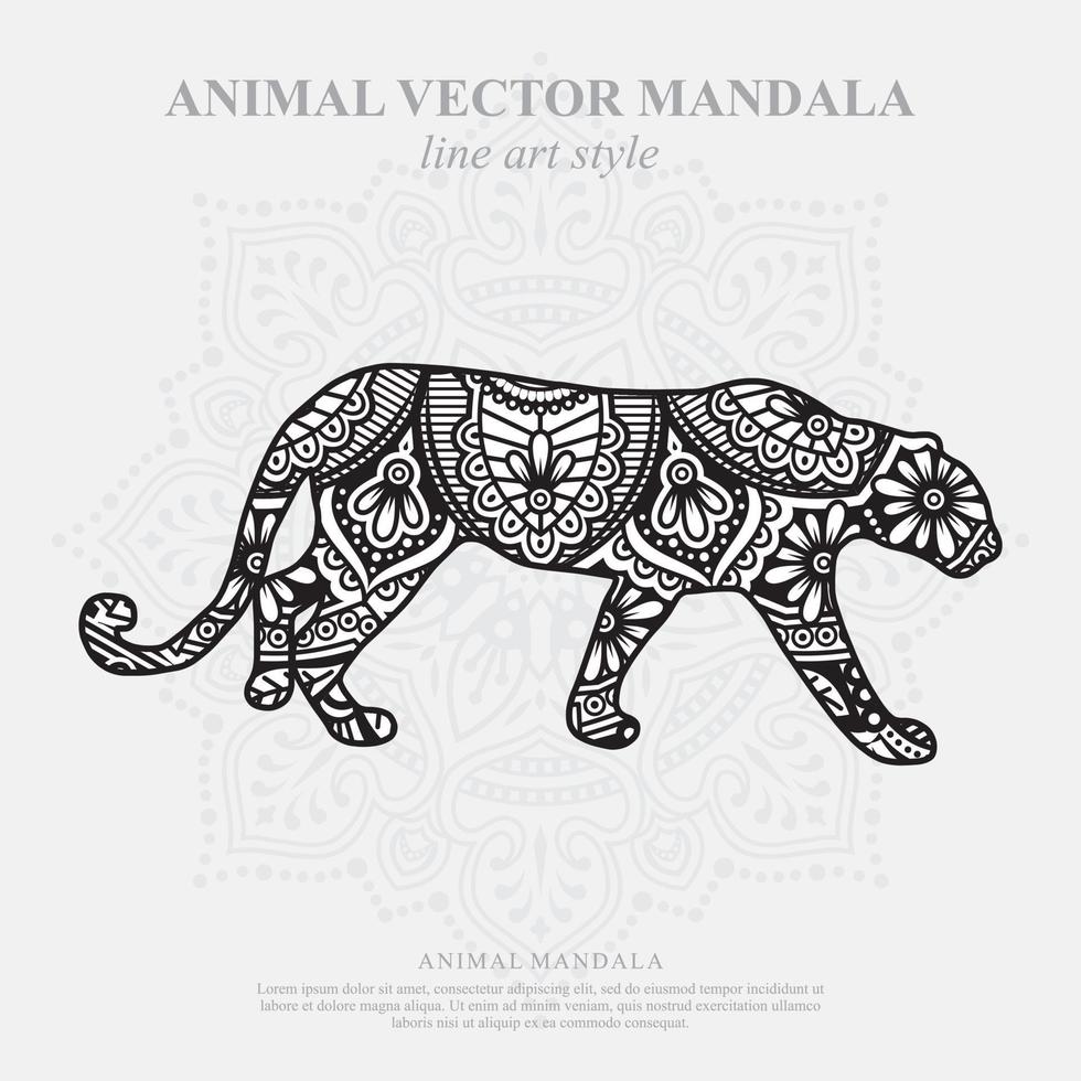 mandala pantera. elementos decorativos vintage. patrón oriental, ilustración vectorial. vector
