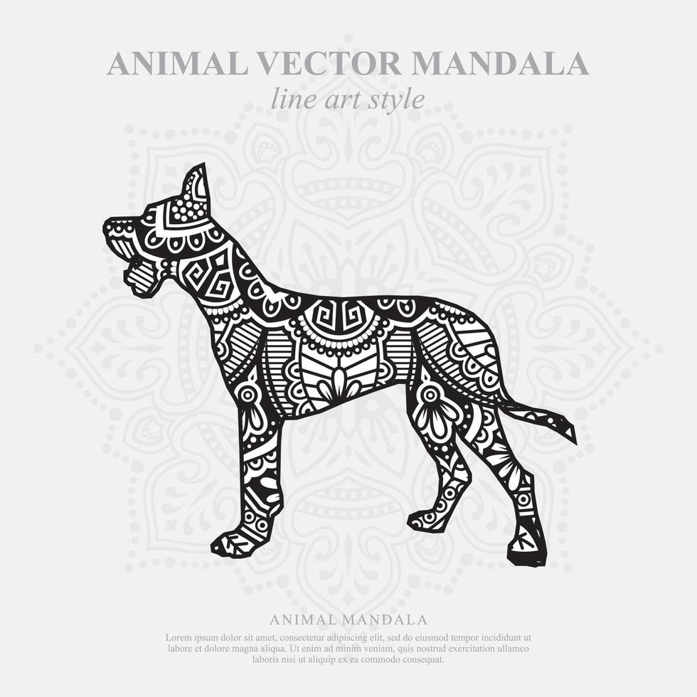 Dog Mandala. Vintage decorative elements. Oriental pattern, vector illustration.