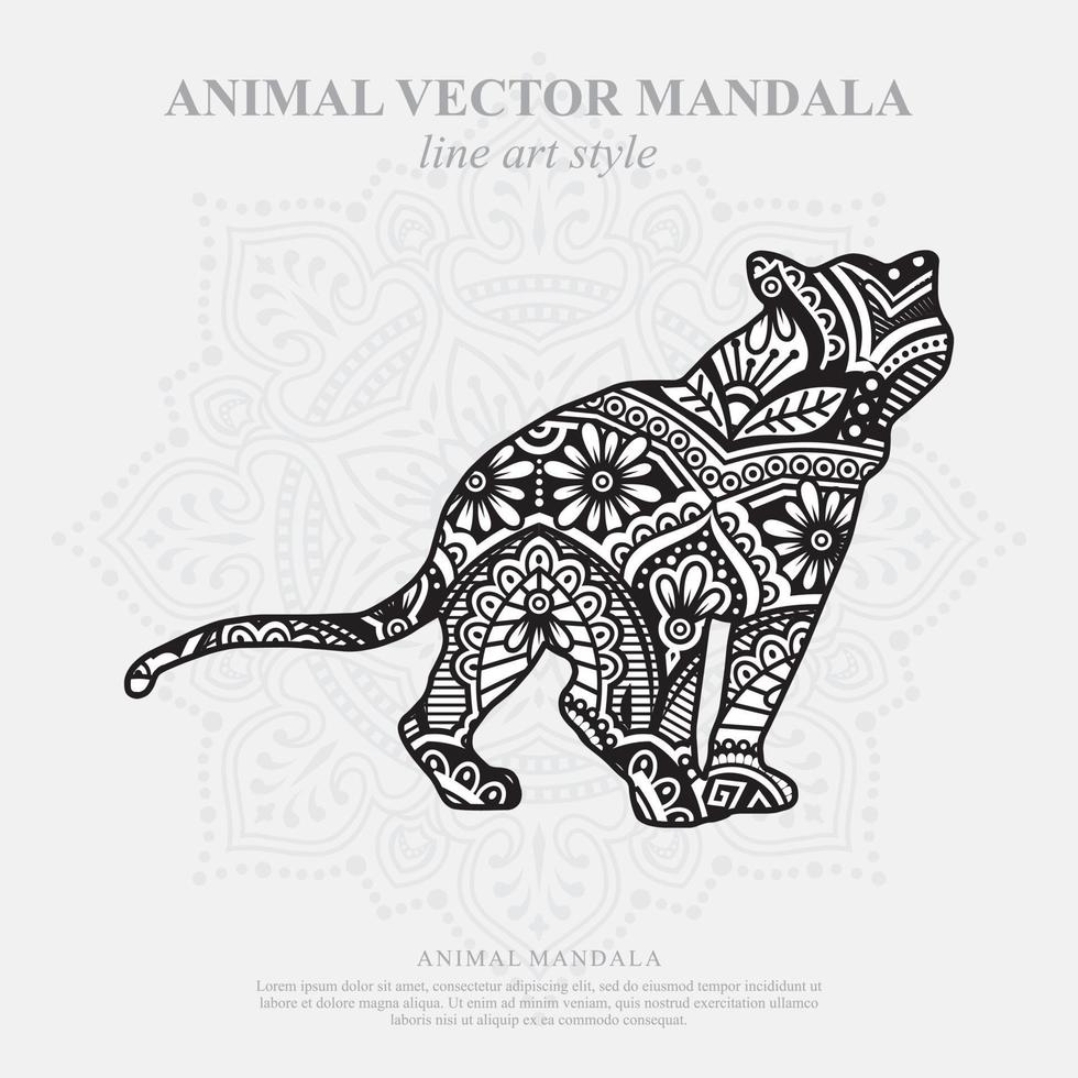 Lion Mandala. Vintage decorative elements. Oriental pattern, vector illustration.