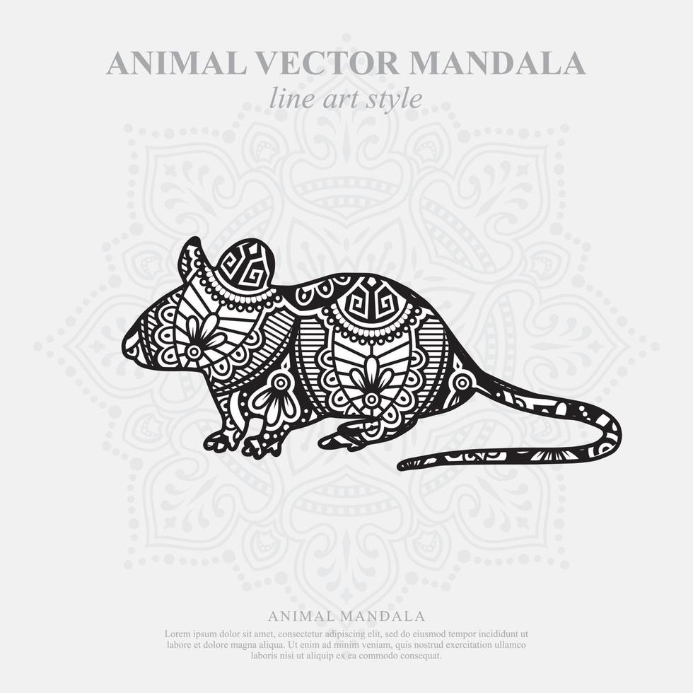 Mouse Mandala. Vintage decorative elements. Oriental pattern, vector illustration.