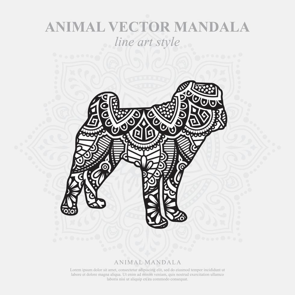 mandala de perro. elementos decorativos vintage. patrón oriental, ilustración vectorial. vector