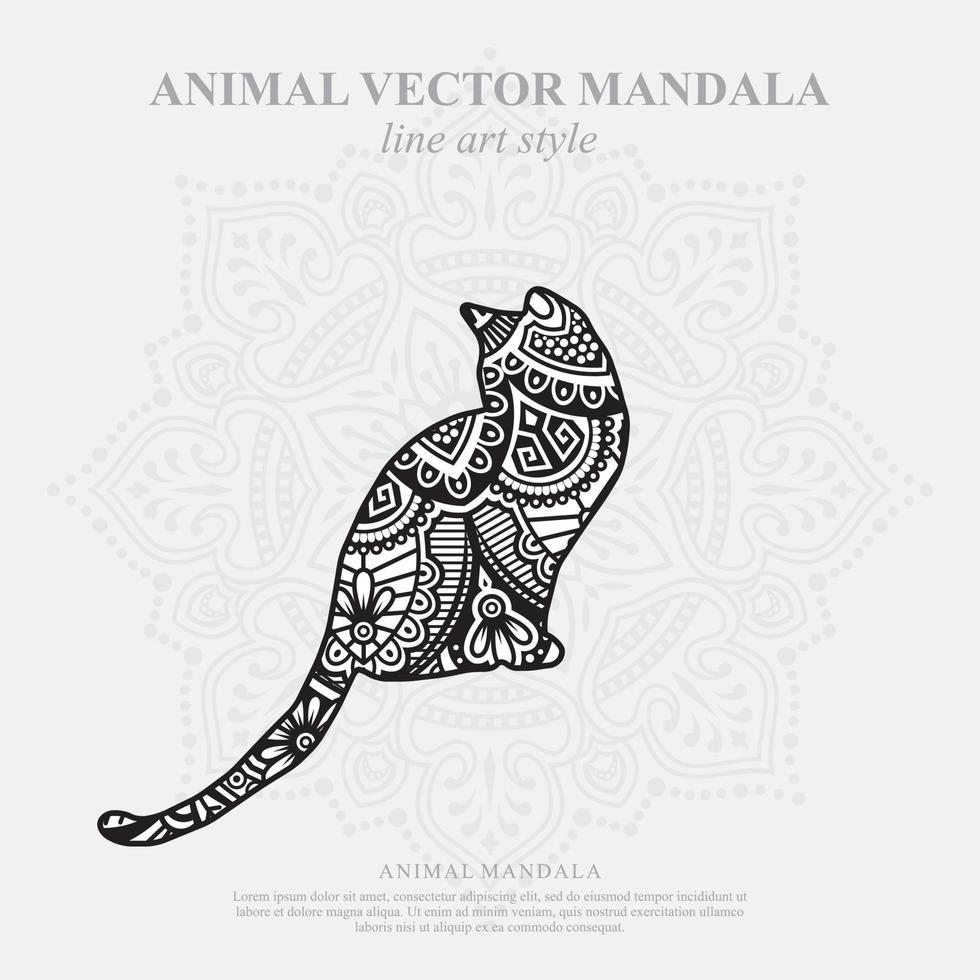 Cat Mandala. Vintage decorative elements. Oriental pattern, vector illustration.