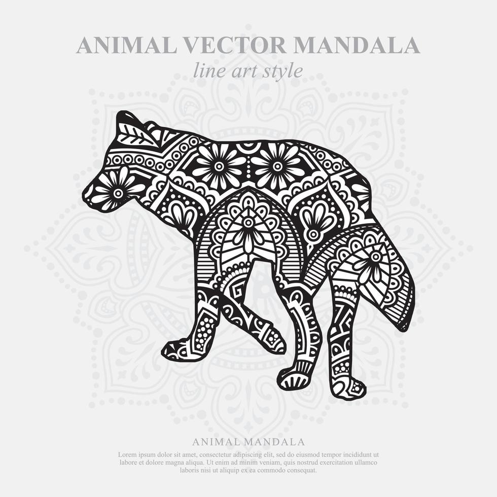 mandala de lobo. elementos decorativos vintage. patrón oriental, ilustración vectorial. vector