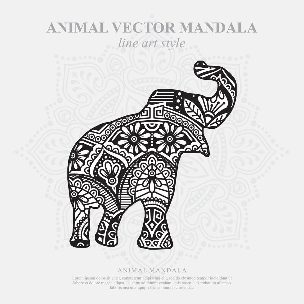 Elephant Mandala. Vintage decorative elements. Oriental pattern, vector illustration.