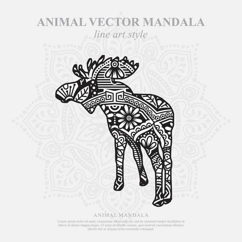 Moose Mandala. Vintage decorative elements. Oriental pattern, vector illustration.