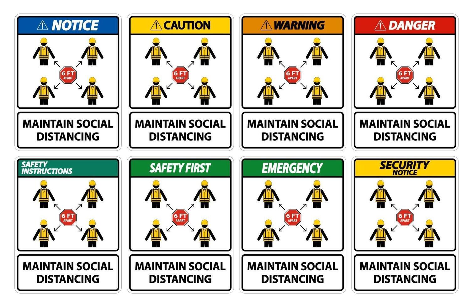 Maintain social distancing, stay 6ft apart sign,coronavirus COVID-19 Sign Isolate On White Background,Vector Illustration EPS.10 vector