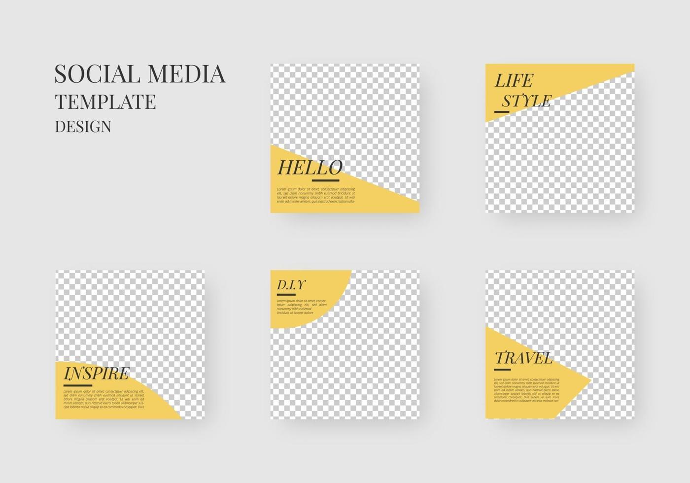 Social media template. Trendy editable social media post template. Mockup isolated. Template design. Vector illustration.
