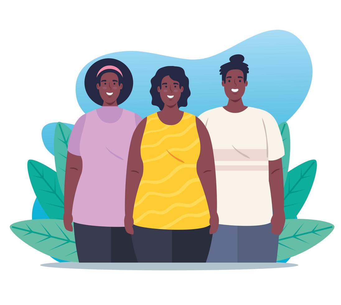 grupo de mujeres afro vector