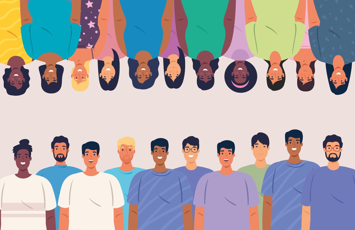 Multiethnic group of people together, diversity and multiculturalism concept vector