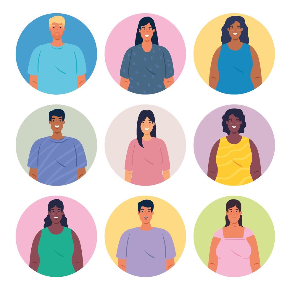 Multiethnic group of people avatar icons vector