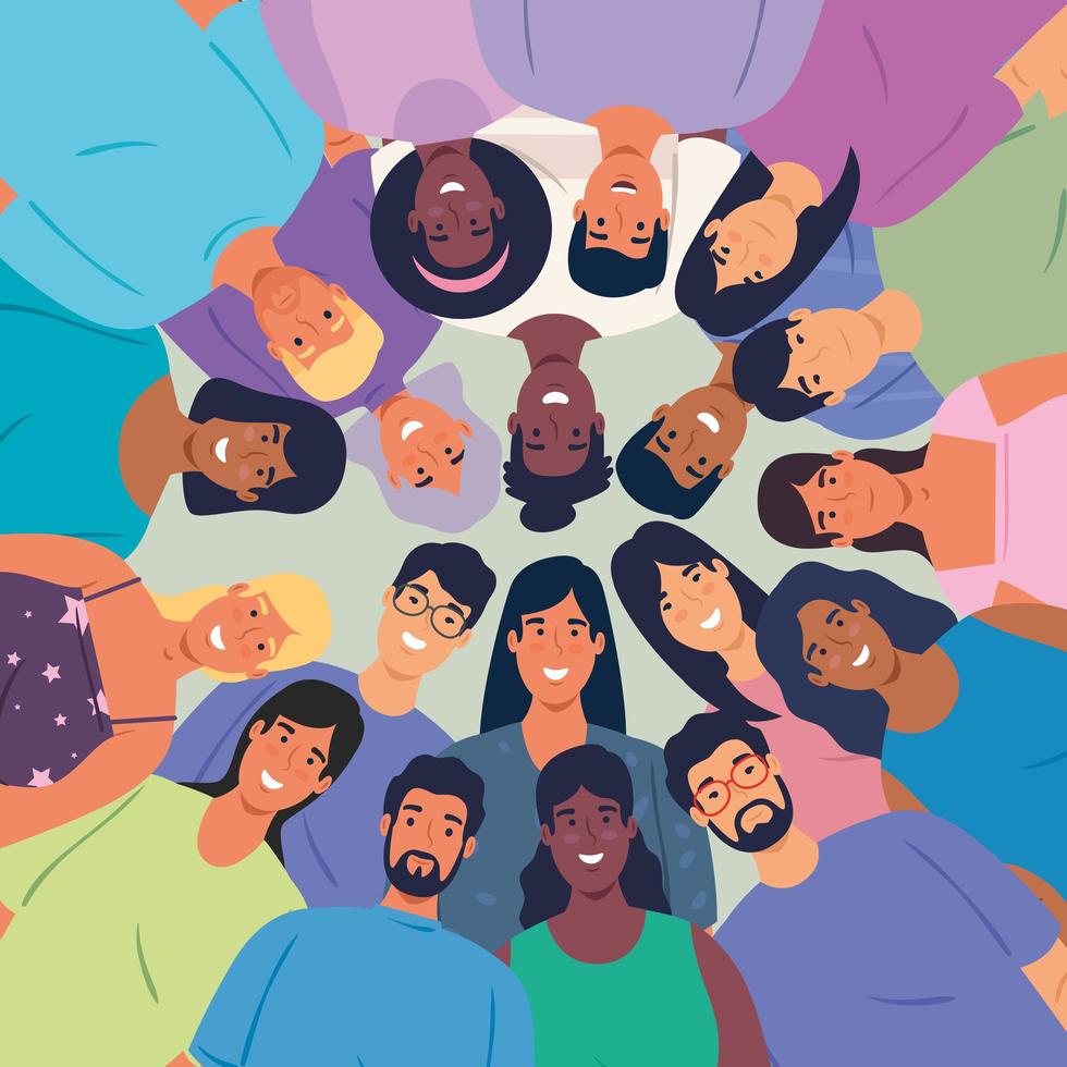 Multiethnic group of people together, diversity and multiculturalism concept vector