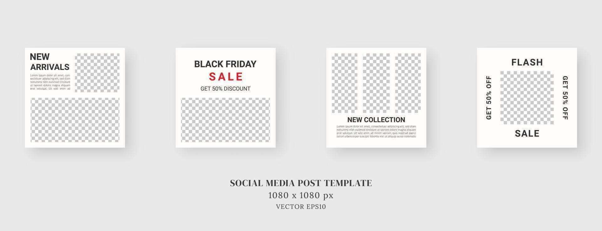 Social media template. Trendy editable social media post template. Mockup isolated. Template design. Vector illustration.