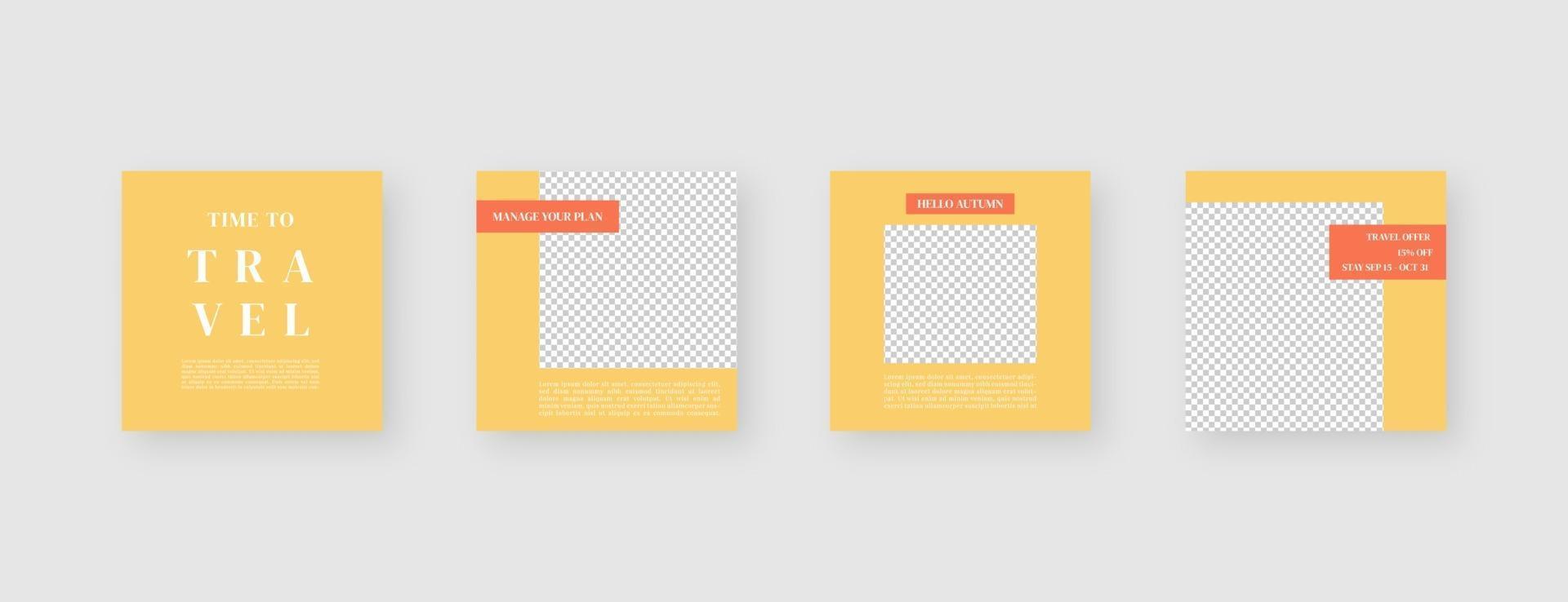 Social media template. Trendy editable social media post template. Mockup isolated. Template design. Vector illustration.