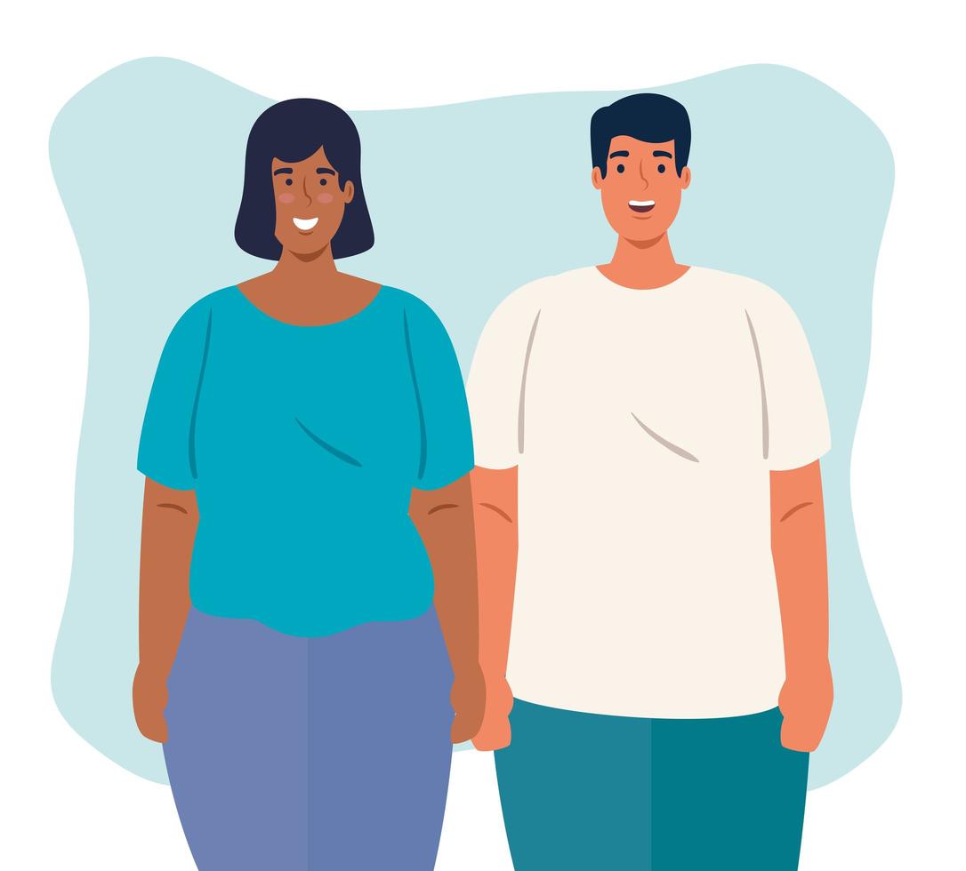 multiethnic young couple, diversity and multiculturalism concept vector